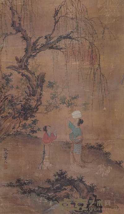 仇英（款） 人物 立轴 70×41cm